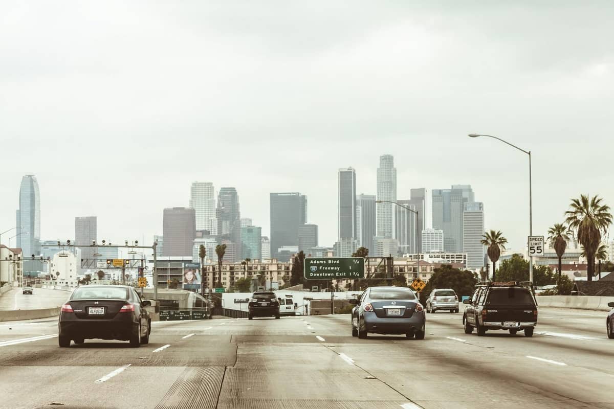 los angeles, miasto, droga, samochody