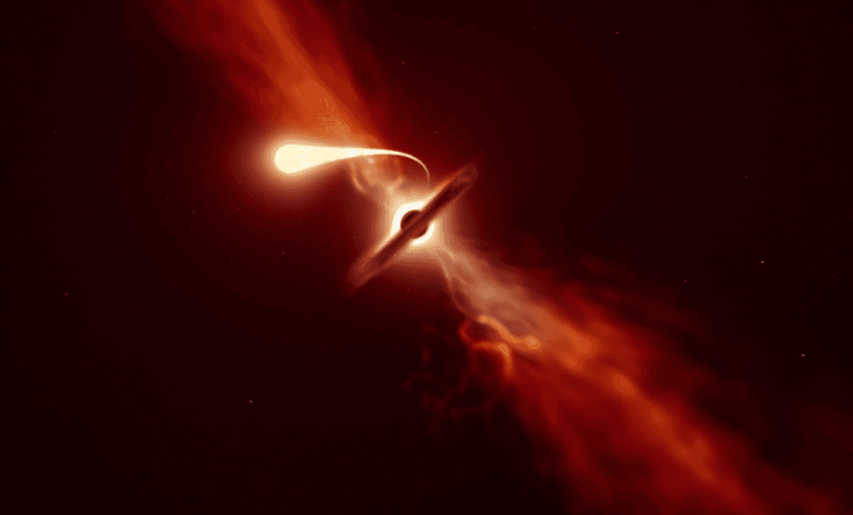 Wizja artystyczna dżetu AT 2022cmc /Fot. ESO
