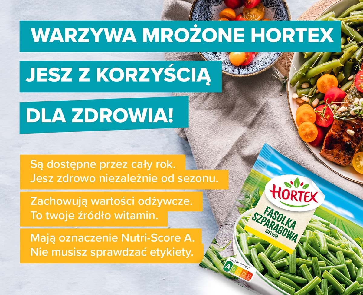 Warzywa mrożone Hortex opatrzone oceną Nutri-Score
