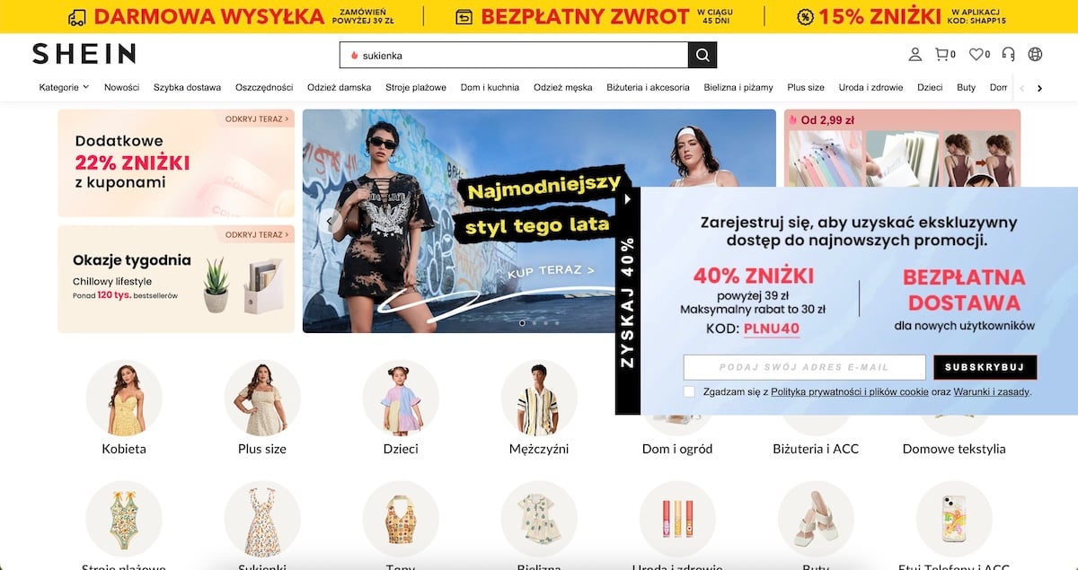 Shein strona internetowa