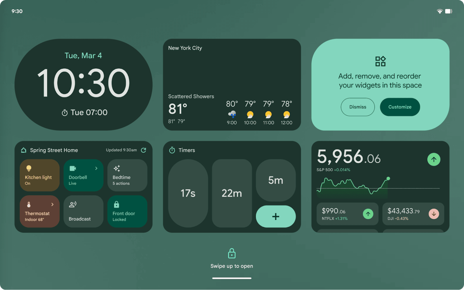 Widżety na ekranie blokady Androida 16. Źródło: Google