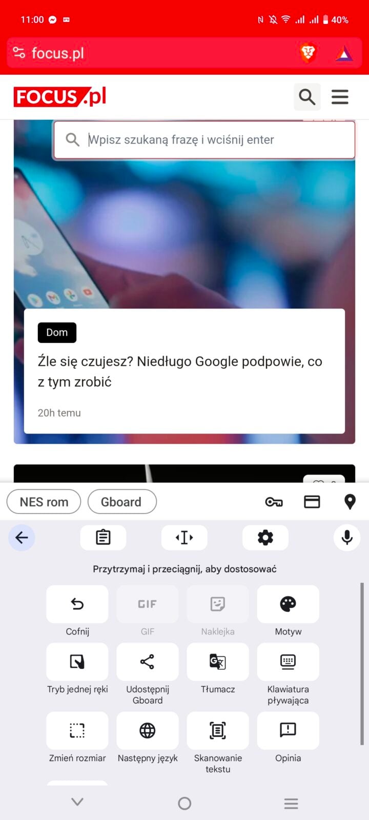 google gboard android cofnij ponow  ustawienia