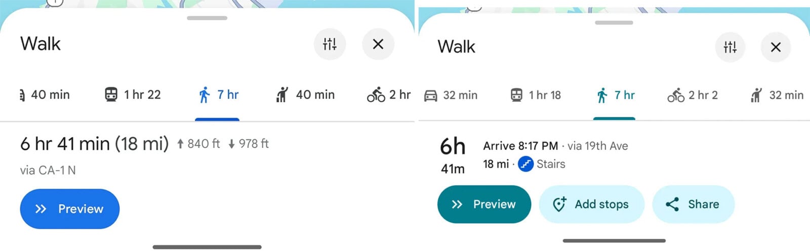 mapy google maps zmiana interfejsu nawigacja piesza schody