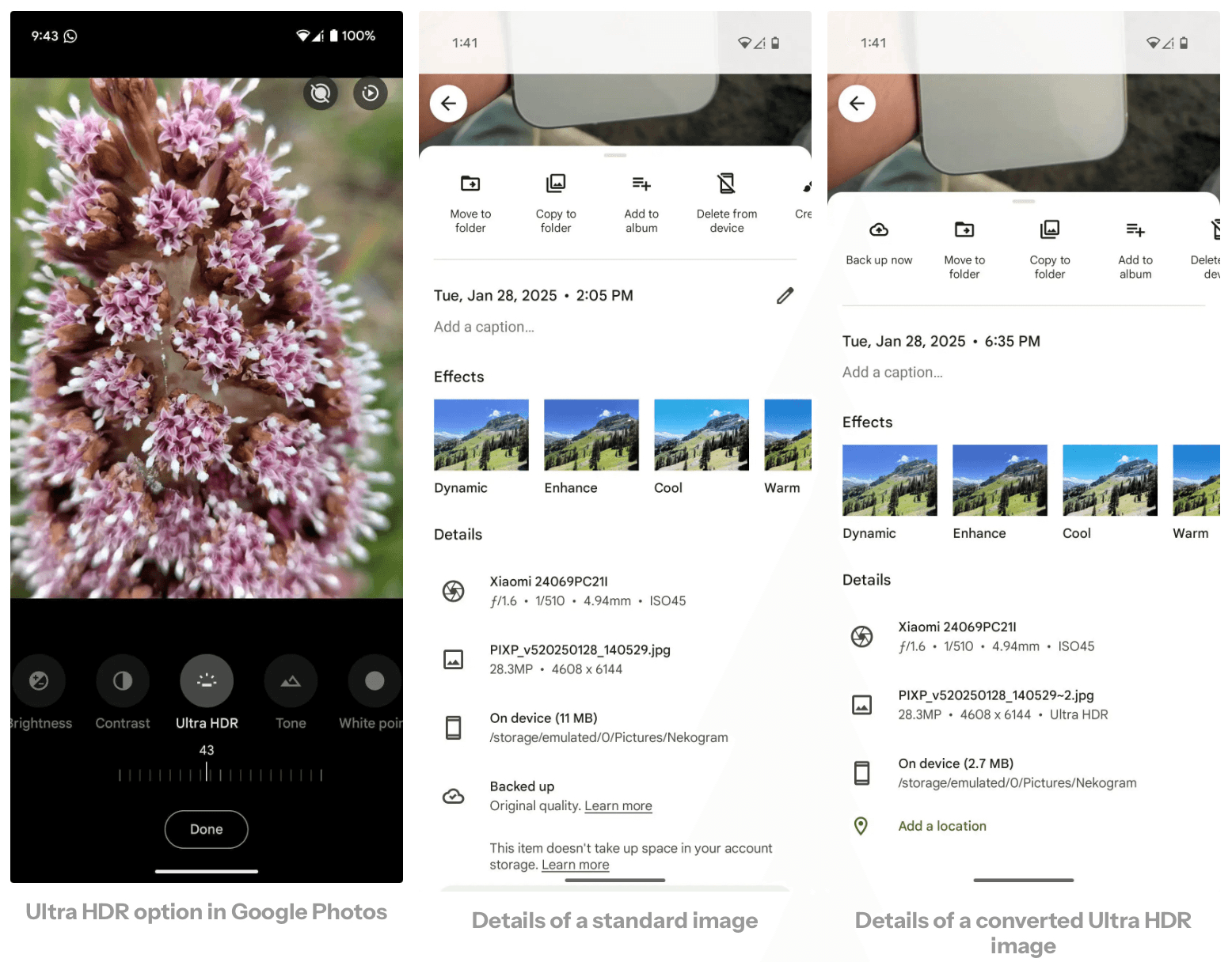 zrzuty ekranu google photos z ultra hdr