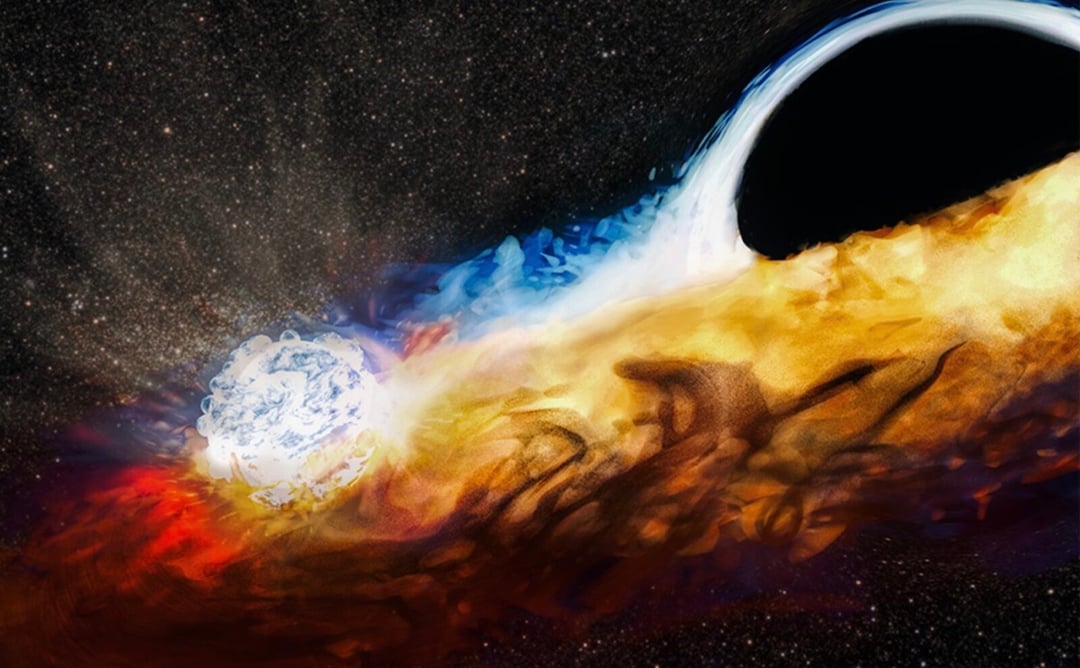 Co za obserwacja. Czarna dziura rozerwała gwiazdę, a teraz jej szczątkami rzuca w kolejną gwiazdę