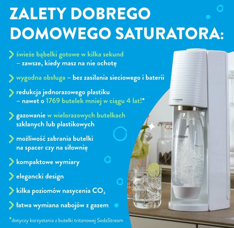 Zalety dobrego domowego saturatora - infografika