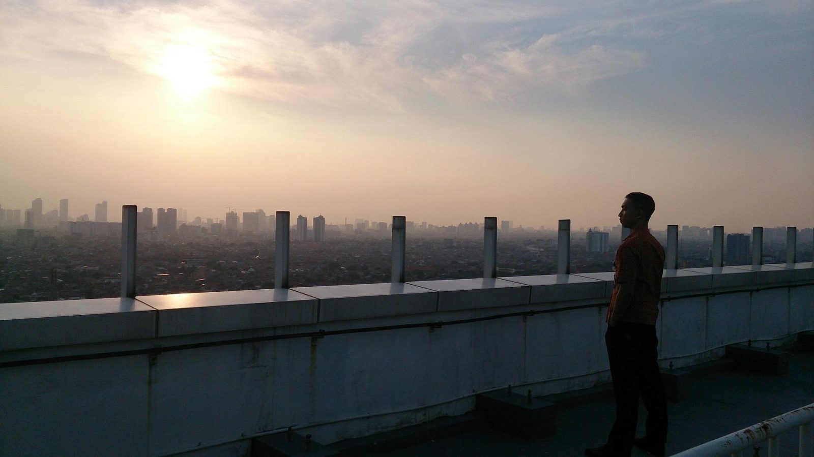 miasto, człowiek, widok