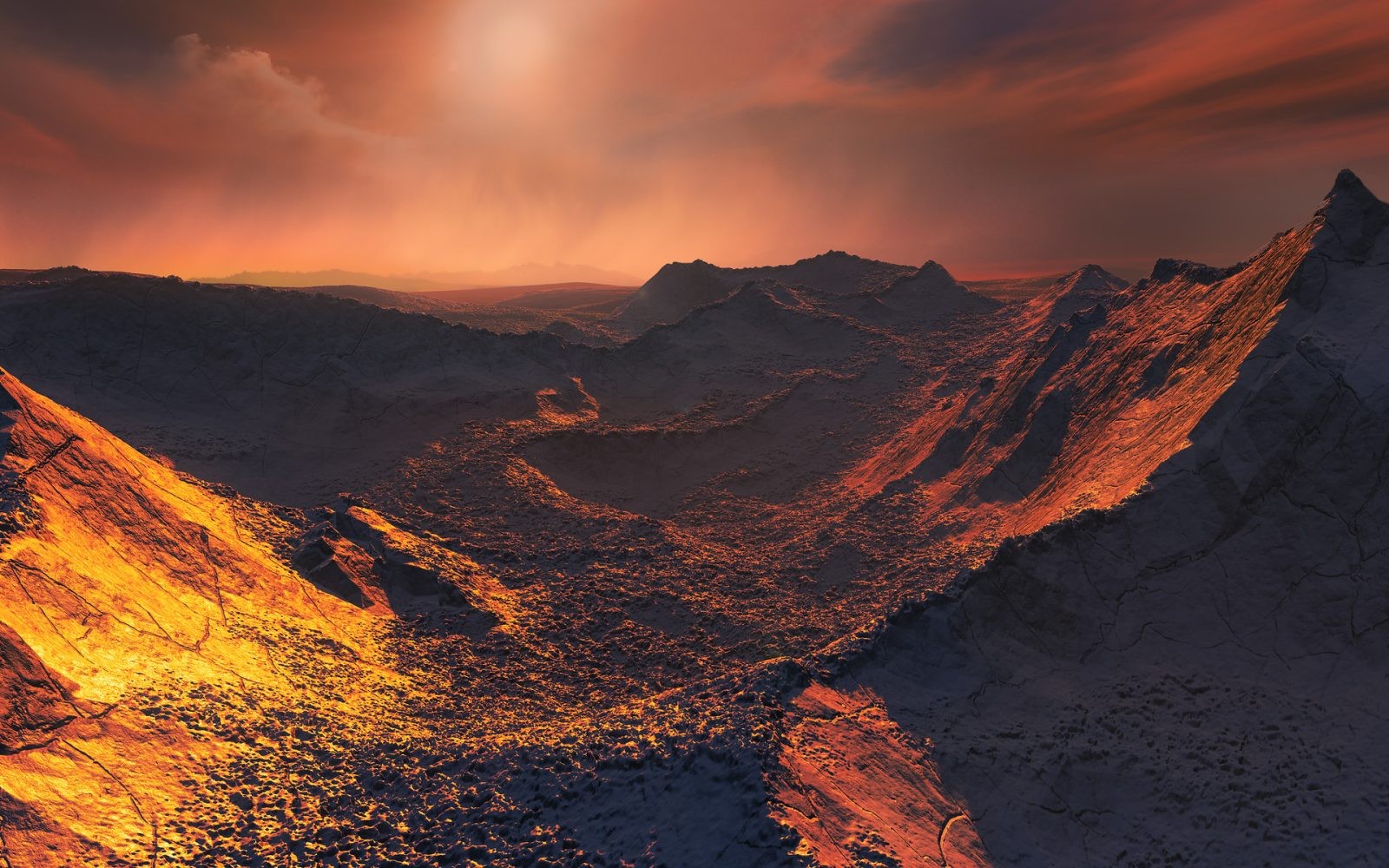 Powierzchnia hipotetycznej planety krążącej wokół Gwiazdy Barnarda
