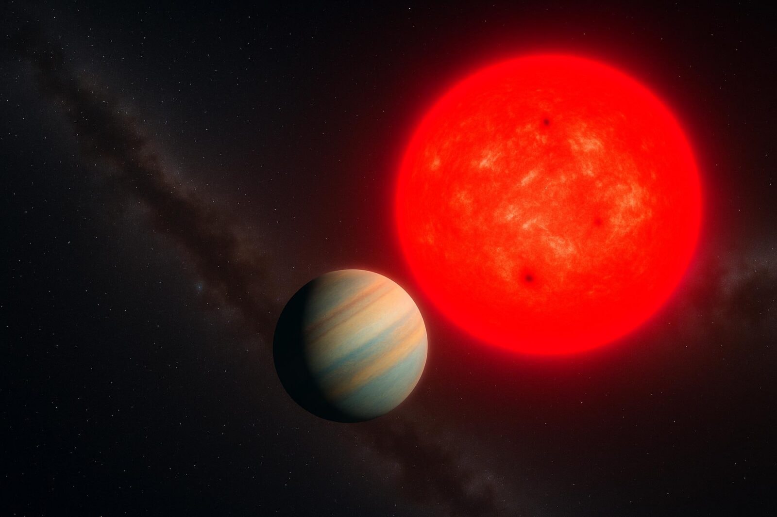 To absolutnie nie ma sensu. Wokół małej gwiazdy krąży gigantyczna planeta. Powinno być odwrotnie