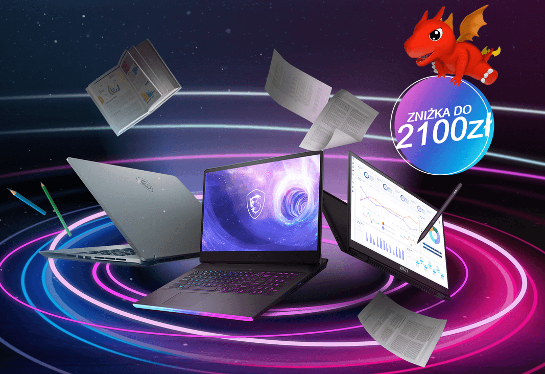 Wróć do nauki z nowym notebookiem MSI z kartą graficzną NVIDIA GeForce RTX z serii 30. Sprzęt kupisz teraz w okazyjnych cenach