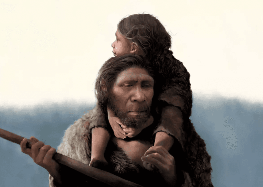 Neandertalczyk z córką /Fot. Tom Bjorklund
