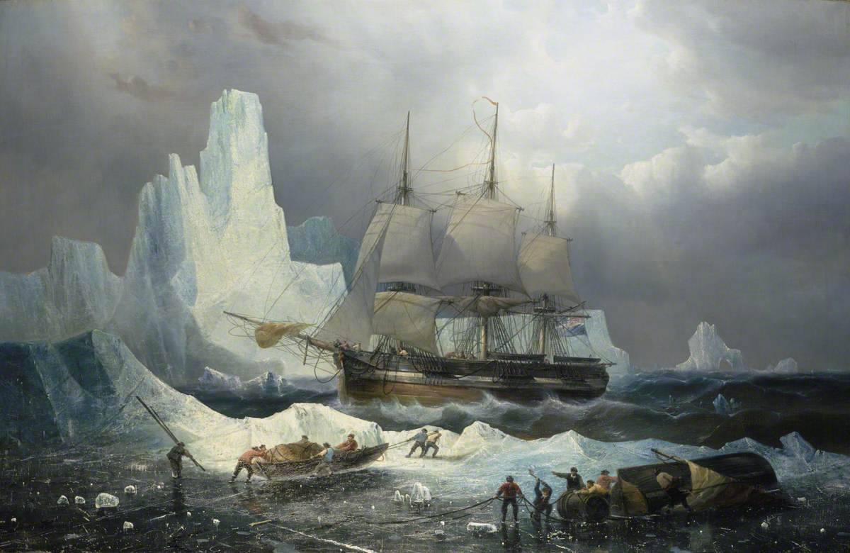 Musin, Francois Etienne; HMS &#8216;Erebus&#8217; in the Ice, 1846; National Maritime Museum / źródło: Wikimedia Commons, domena publiczna
