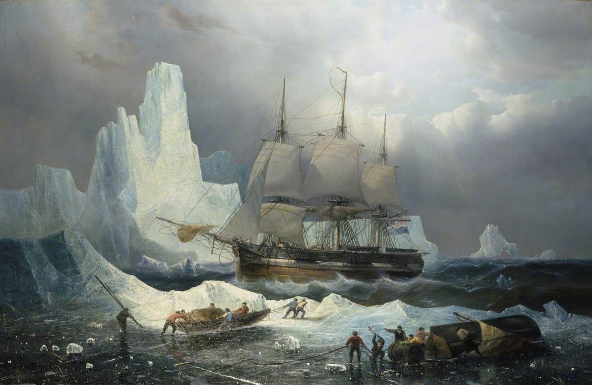 Musin, Francois Etienne; HMS ‘Erebus’ in the Ice, 1846; National Maritime Museum / źródło: Wikimedia Commons, domena publiczna