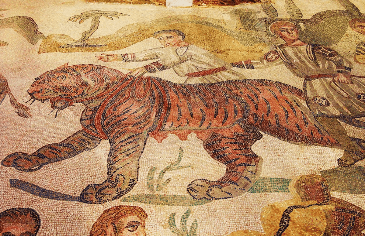 Imperium Rzymskie dostawało różne dary z Indii, m.in. tygrysy /Fot. Villa Romana del Casale
