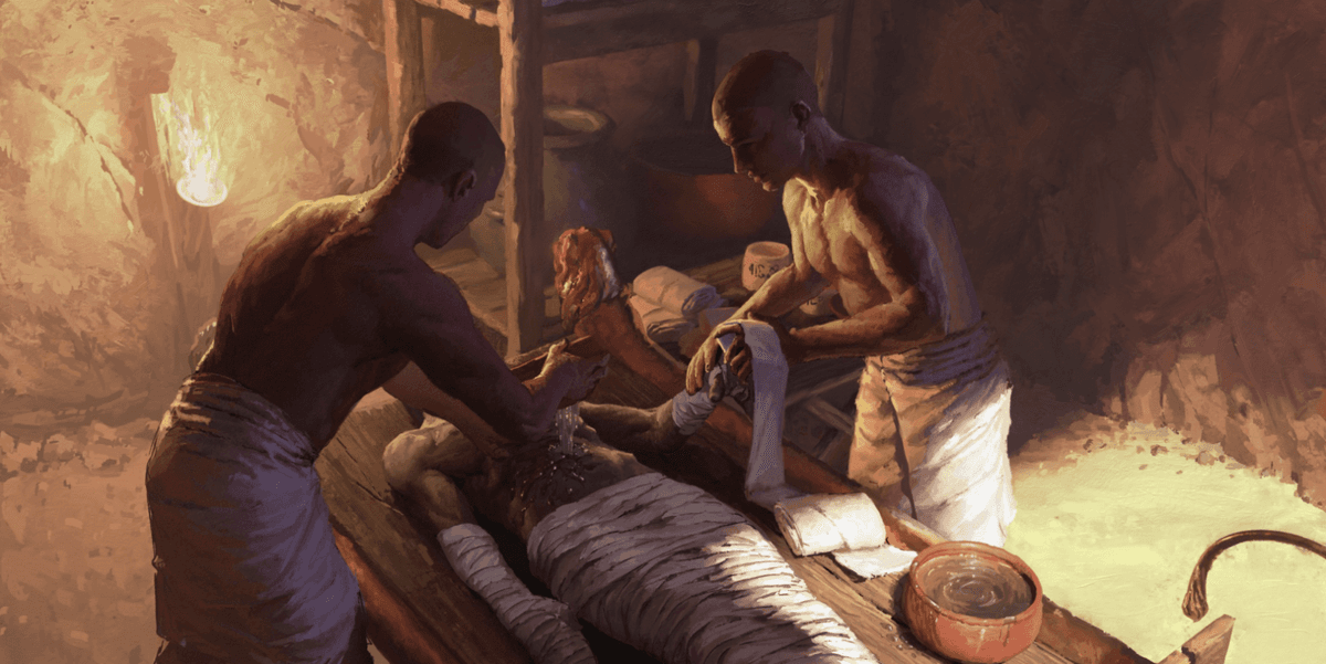 Przygotowanie ciała do procesu mumifikacji &#8211; wizualizacja /Fot. LMU
