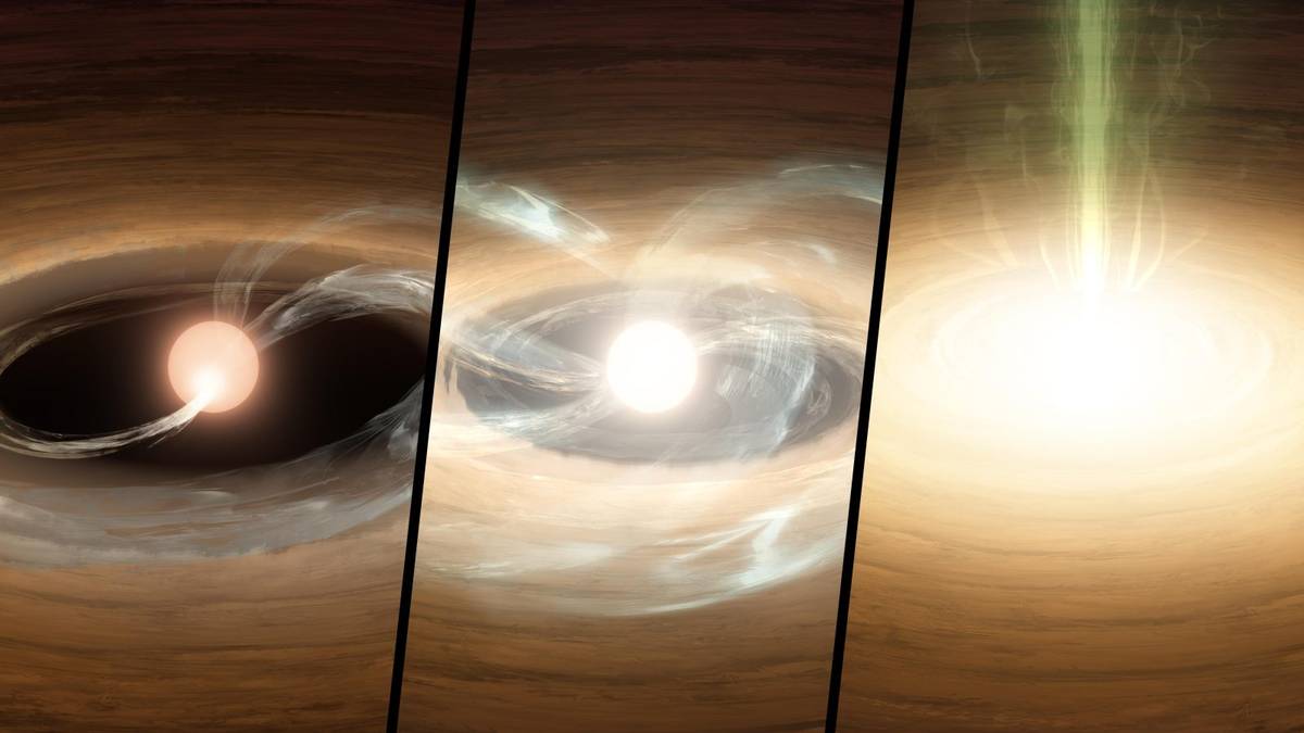 Gwiazda FU Orionis &#8220;żywi&#8221; się dyskiem protoplanetarnym i niszczy znajdującą się tam planetę /Fot. NASA
