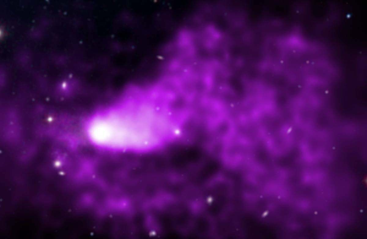 Gigantyczny warkocz gazu w Gromadzie Warkocza Bereniki. Został wyrwany z grupy galaktyk NGC 4839