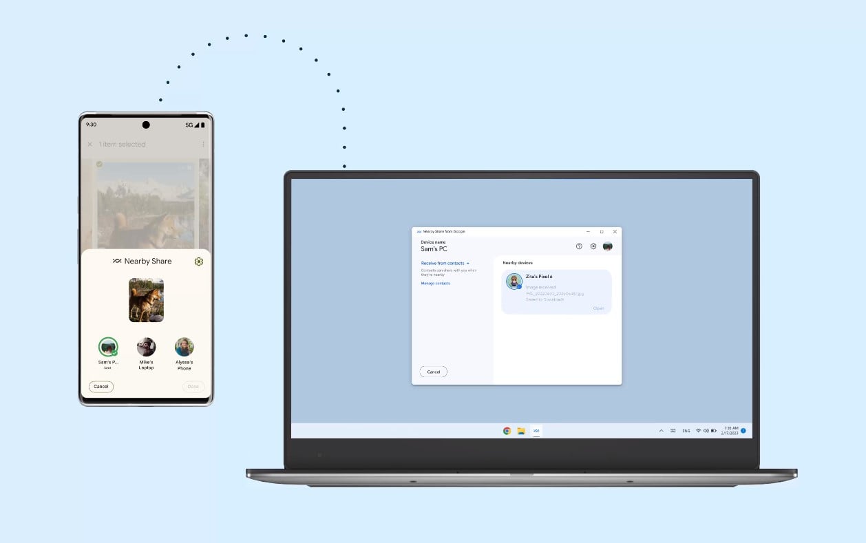 Udostępnianie w pobliżu dla Windowsa dostepne. Już nie musisz podłączać telefonu do komputera