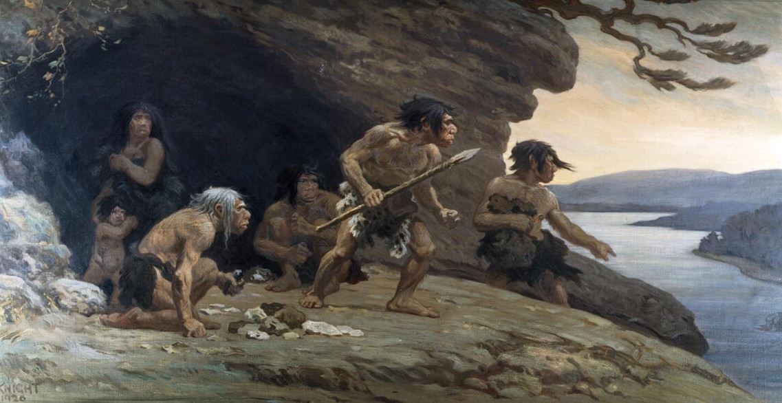 Neandertalczycy autorstwa Charlesa R. Knighta / źródło: Wikimedia Commons, domena publiczna
