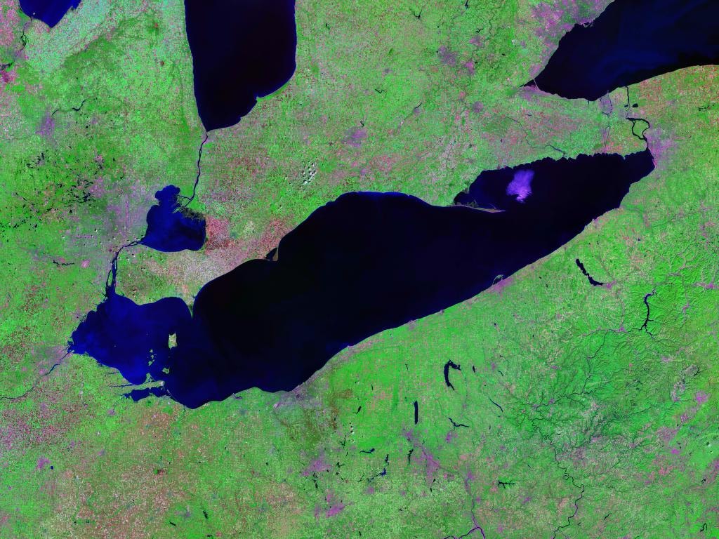 Zdjęcie satelitarne Jeziora Erie / źródło: Landsat, Wikimedia Commons, domena publiczna
