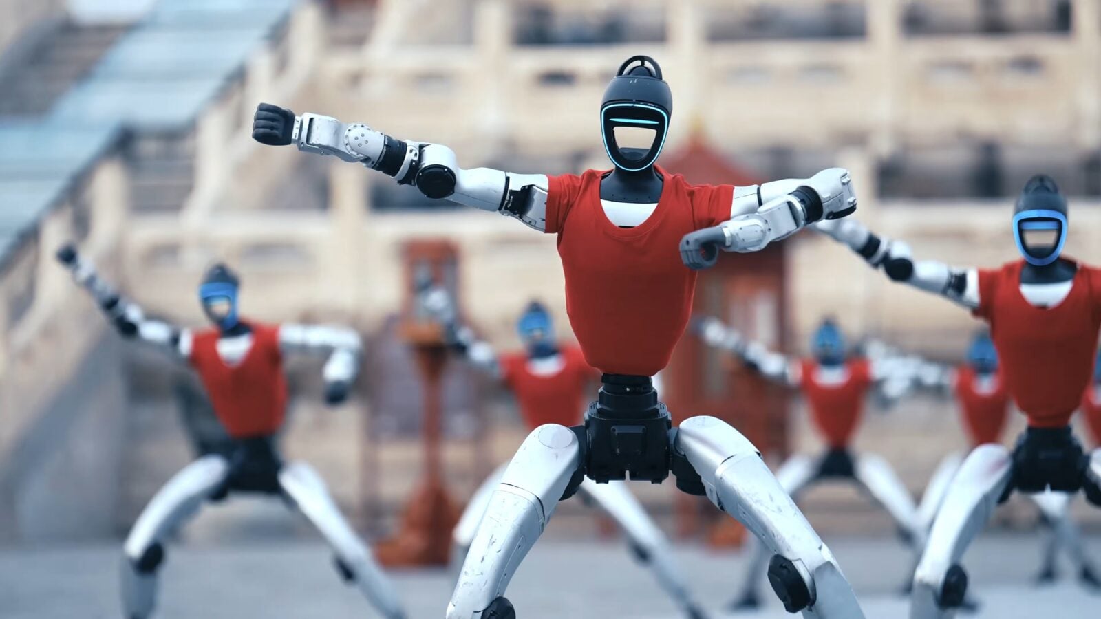 Mechaniczni mnisi z klasztoru Shaolin. Armia robotów Unitree G1 prezentuje kung-fu